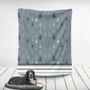 Primitive Pines on Grey Fleece Blanket