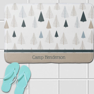 Primitive Pines on White Bath Mat