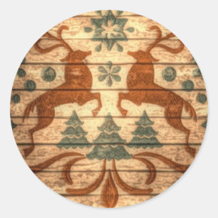 Primitive Reindeer Snowflakes Nordic christmas Classic Round Sticker