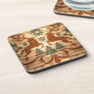 Primitive Reindeer Snowflakes Nordic christmas Coaster