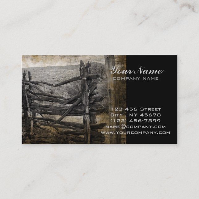 Primitive rural west country Rustic Farm Fence Business Card (Front)