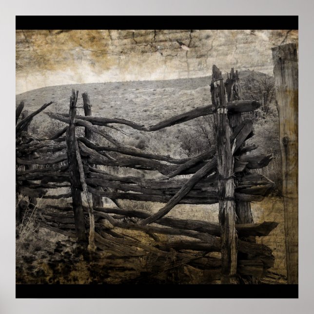 Primitive rural west country Rustic Farm Fence Poster (Front)