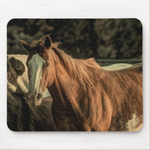 Primitive rustic western country wild horse mouse mat