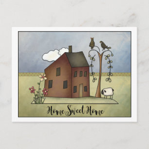 Primitive Salt Box Home Housewarming Party   Invitation Postcard