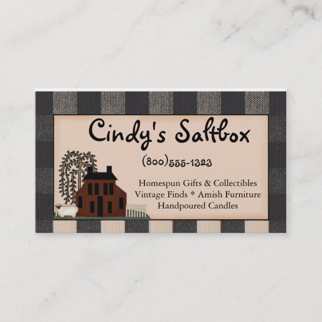 Primitive Saltbox Country Business Card (Front)