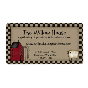 Primitive Saltbox House and Willow Tree Shipping