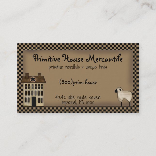 Primitive Saltbox House Business Card (Front)