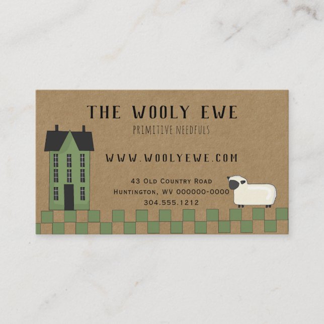 PRIMITIVE SALTBOX HOUSE ON KRAFT BUSINESS CARD (Front)