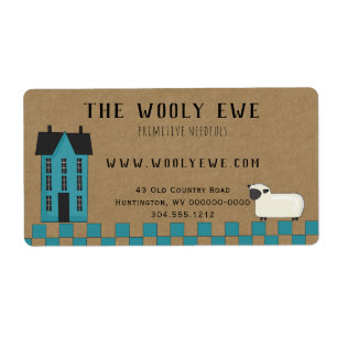 Primitive Saltbox  HOUSE ON KRAFT SHIPPING LABEL