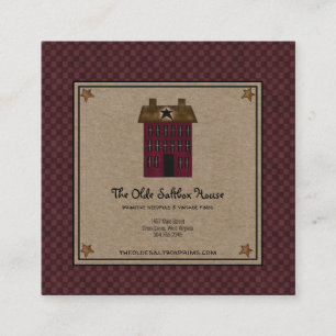 Primitive Saltbox House Rusty Star Kraft Square Business Card