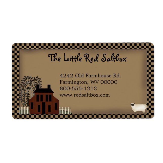 Primitive Saltbox House Shipping Label (Front)