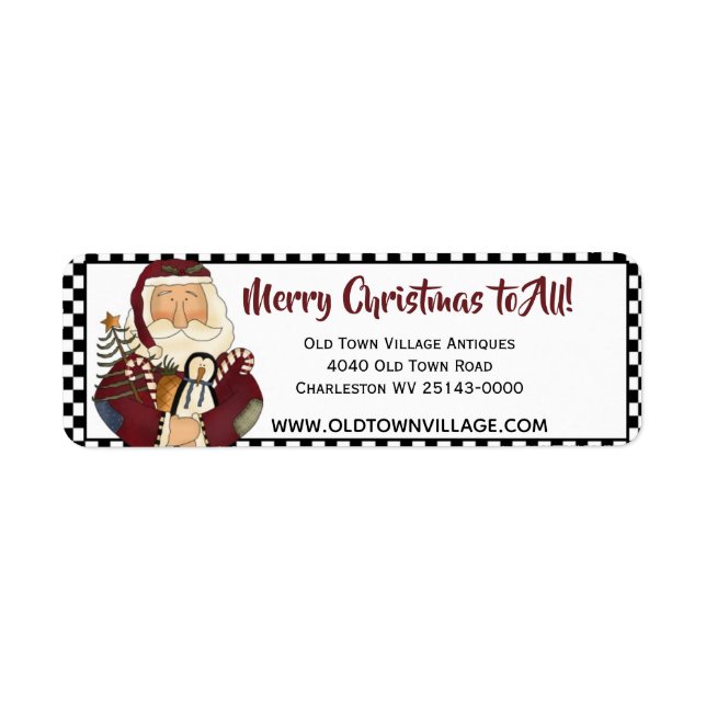 Primitive Santa Claus Return Address Label (Front)
