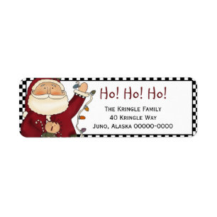 Primitive Santa Return Address Label - Holiday