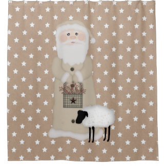 Primitive Santa Shower Curtain