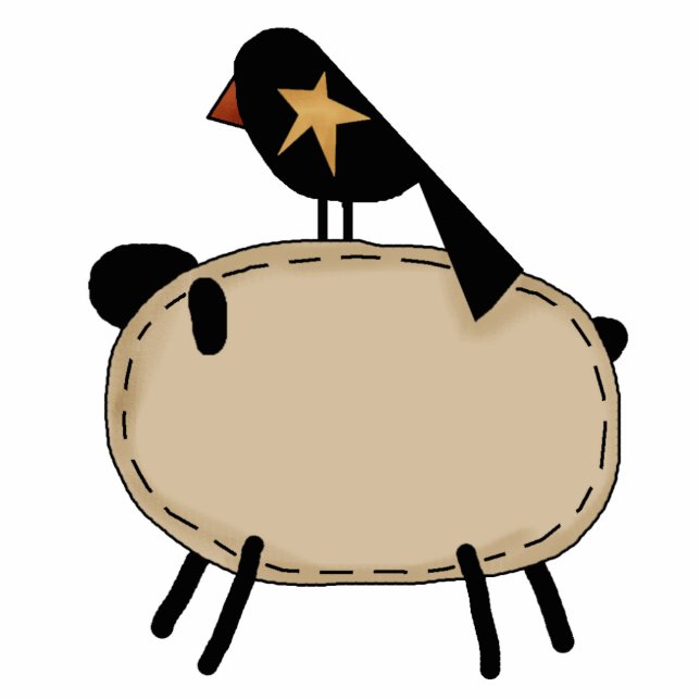 primitive sheep and crow  Sculpture Standing Photo Sculpture (Front)