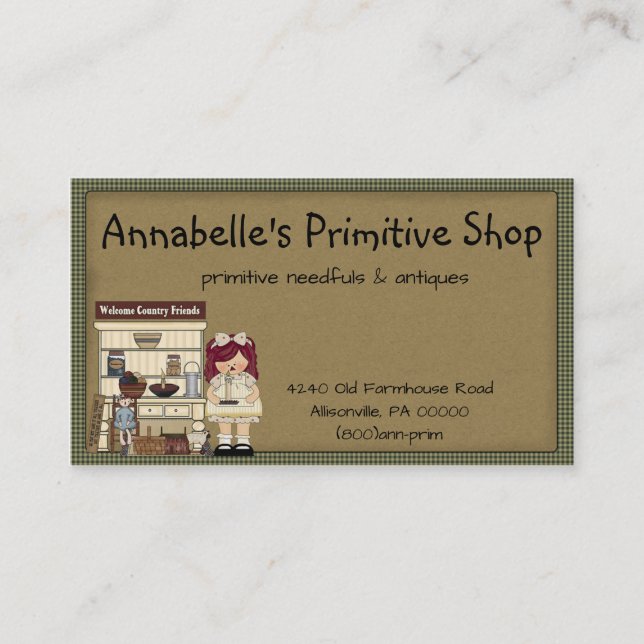 Primitive Shop Country Business Card (Front)