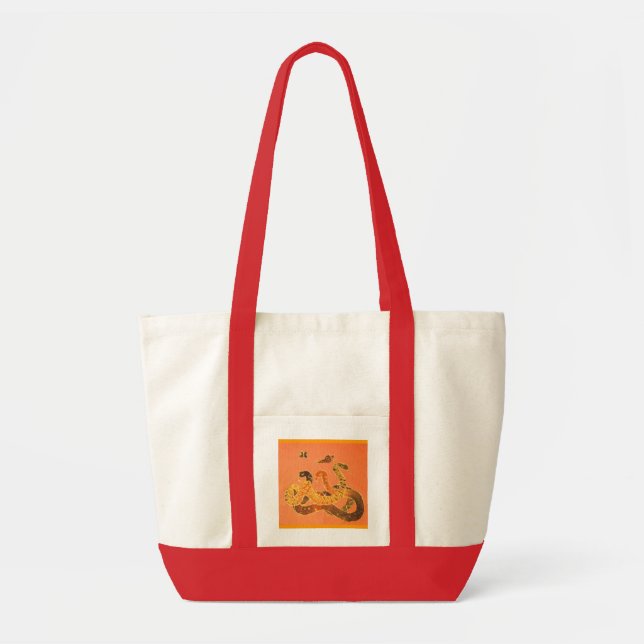 Primitive Snakes and Butterflies Design Tote Bag (Front)