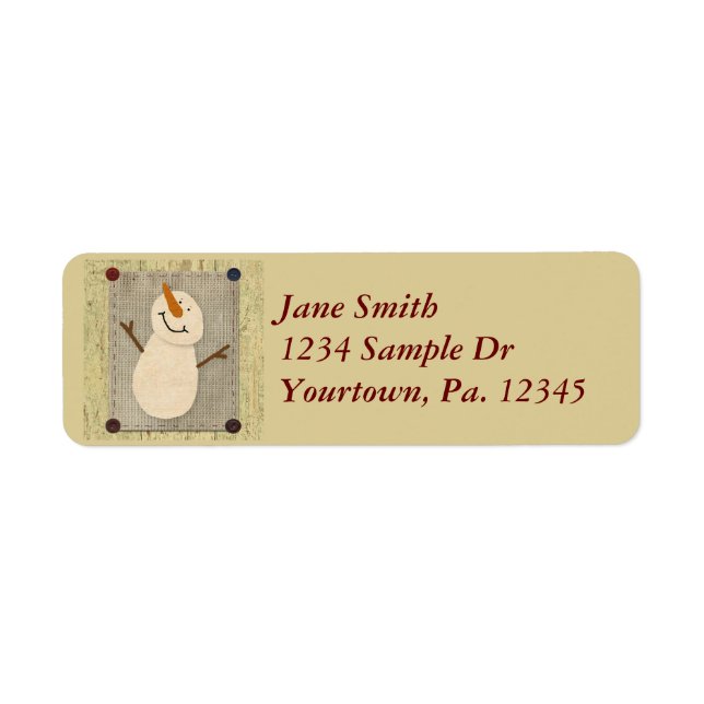 Primitive Snowman Address Label (Front)