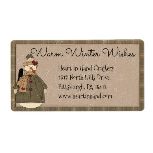 Primitive Snowman Address/Shipping Label