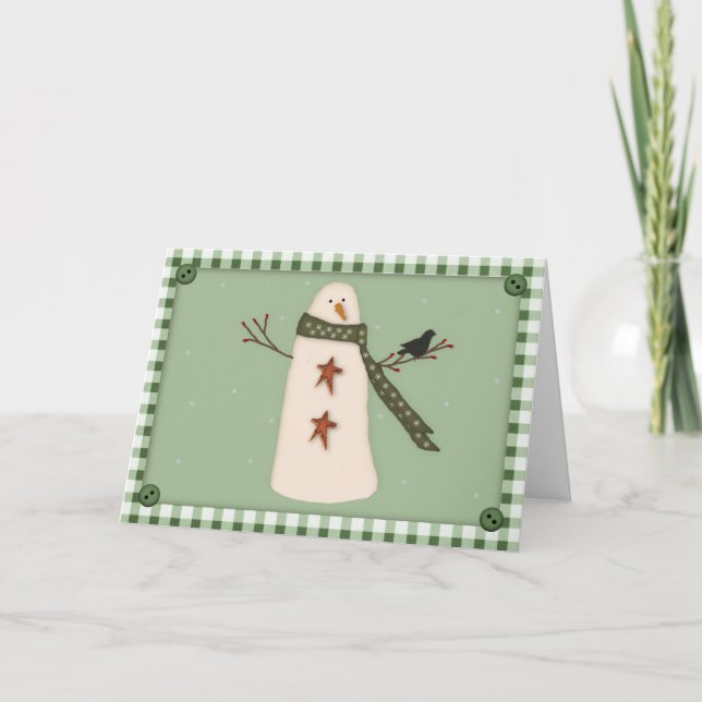 Primitive Snowman Card (Front)
