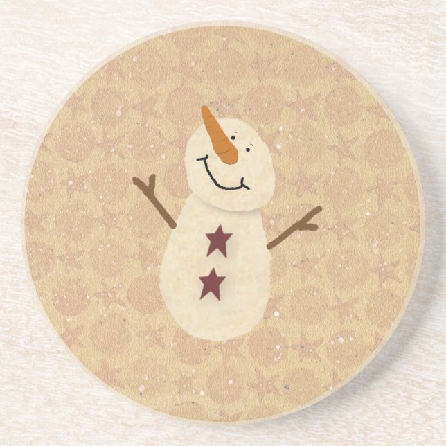 Primitive Snowman Coaster (Front)
