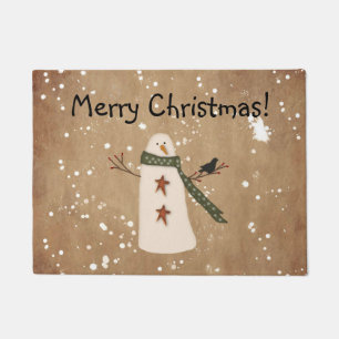 Primitive Snowman Door Mat