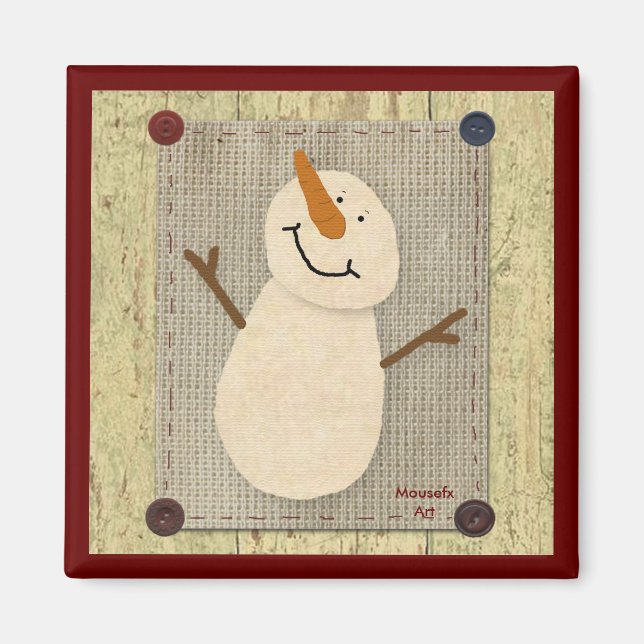 Primitive Snowman Magnet (Front)