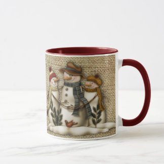 primitive snowman  mug