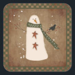 Primitive Snowman Sticker<br><div class="desc">This Primitive Snowman Sticker adds a cute country touch to your primitive holiday mailings. Look for matching photo card,  wraparound address label and stamp.</div>