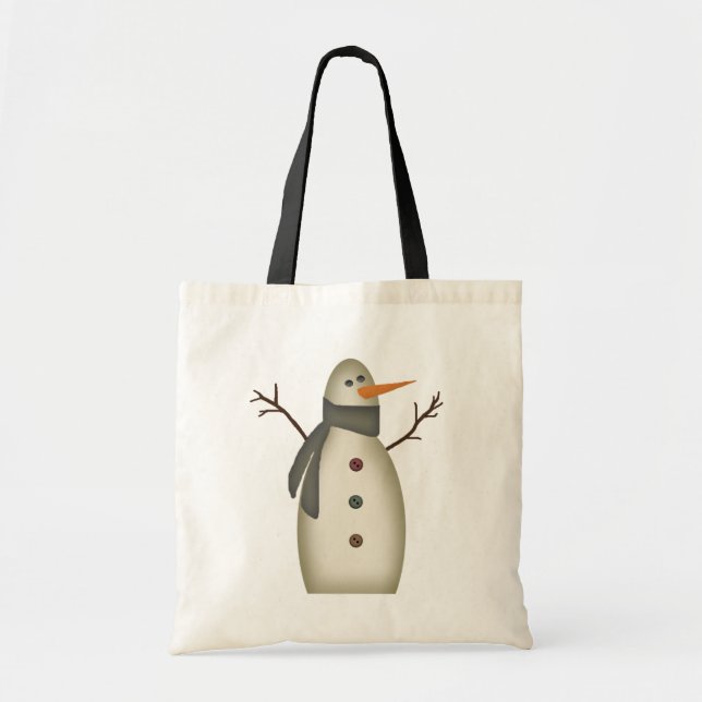 Primitive Snowman Tote Bag (Front)