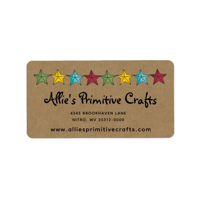Primitive Stars on Kraft Shipping Label  (Front)