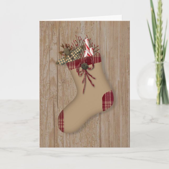 Primitive Stocking Card (Front)