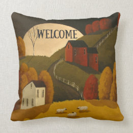 "Primitive Style/Welcome" THROW PILLOW