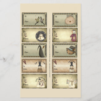 Primitive Things Gift Tags on a Sheet - D1
