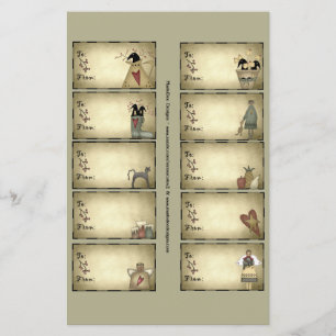Primitive Things Gift Tags on a Sheet - D4