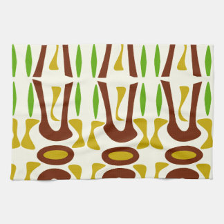 Primitive Tiki Jungle Pattern Tea Towel