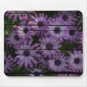 Primitive Western Country Barn Board purple daisy Mouse Mat