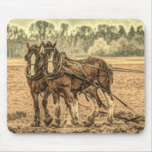 Primitive Western country farm animal draught hors Mouse Mat