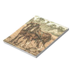 Primitive Western country farm horses Notepad