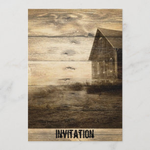 primitive western country farmhouse country cabin invitation