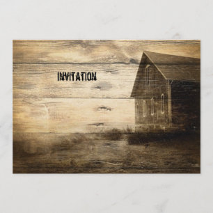 primitive western country old barn farmhouse cabin invitation