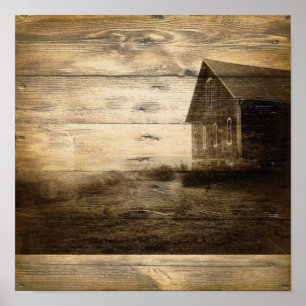 primitive western country old barn farmhouse cabin poster