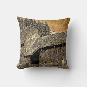 Primitive Western country old barn farmhouse Cushion