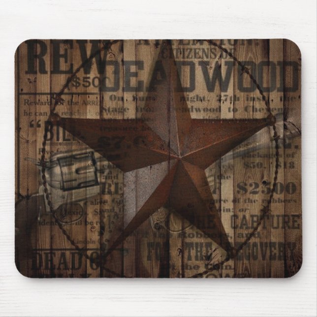 primitive western country Texas Star cowboy Mouse Mat (Front)