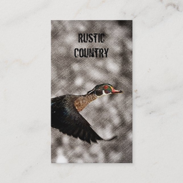 Primitive Western Country waterfowl wood duck Business Card (Front)