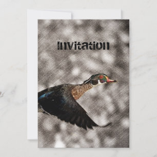 Primitive Western Country waterfowl wood duck Invitation