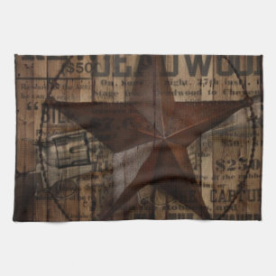 primitive wild western country Texas Lone Star Tea Towel