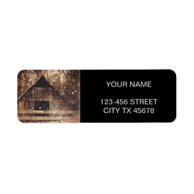 Primitive Winter Snow Country Rural Old Barn (Front)