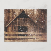 Primitive Winter Snow Country Rural Old Barn