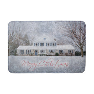 Primitive Winter Snow Country Rustic Open House Bath Mat